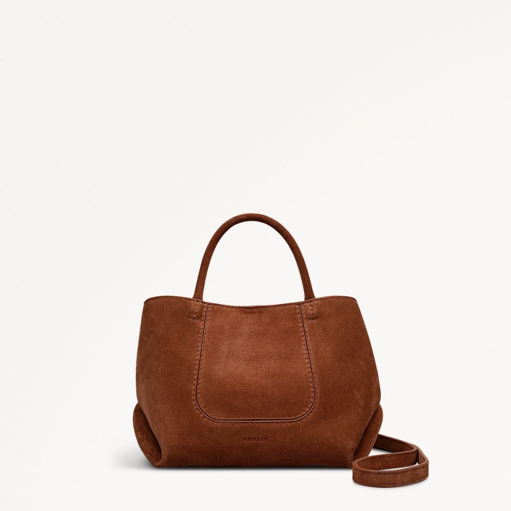 Latest Radley London Women's The Compton - Suede - Small Ziptop Grab - Russet