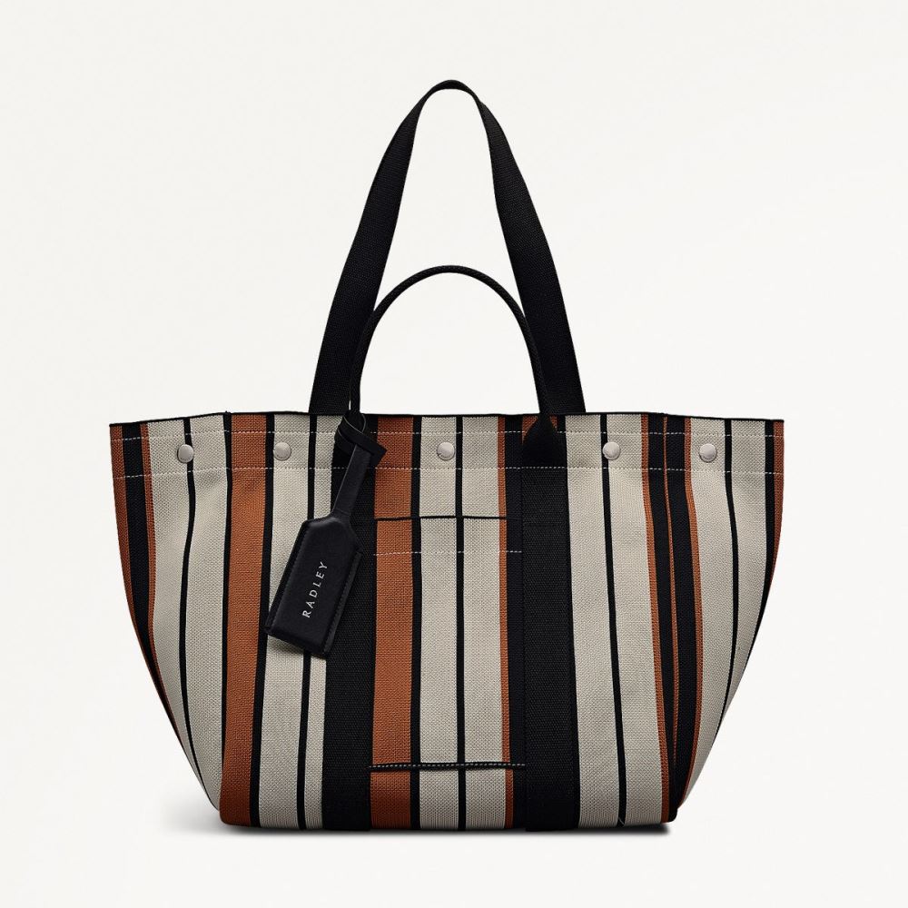 Latest Radley London Women's Hadleigh Place - Stripe - Large Open Top Tote - Snow